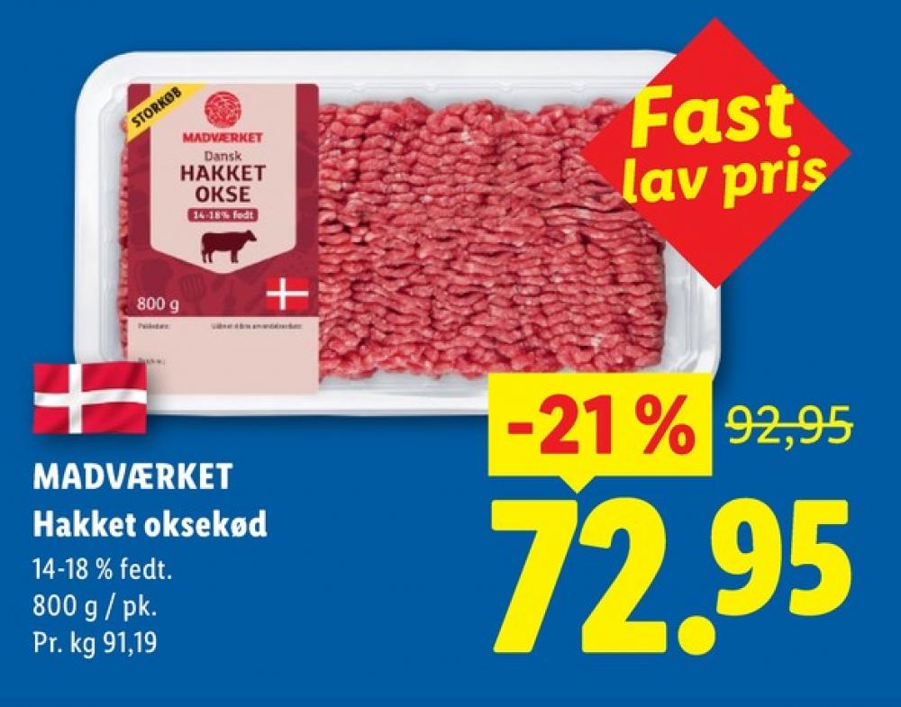 Madværket, Hakket oksekød 14-18%