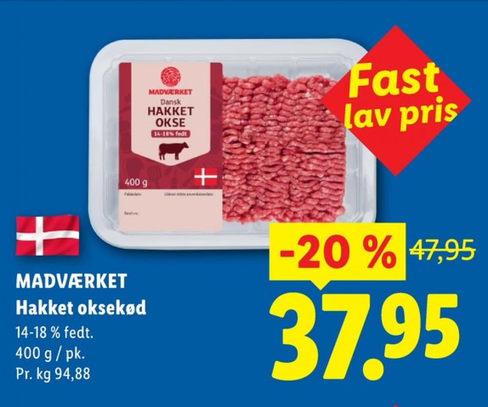 Madværket, Hakket oksekød 14-18%