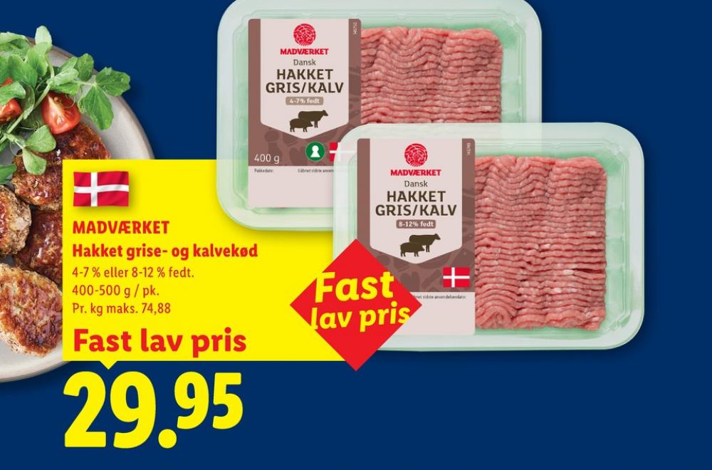 Madværket, Hakket kalv og grisekød 8-12%