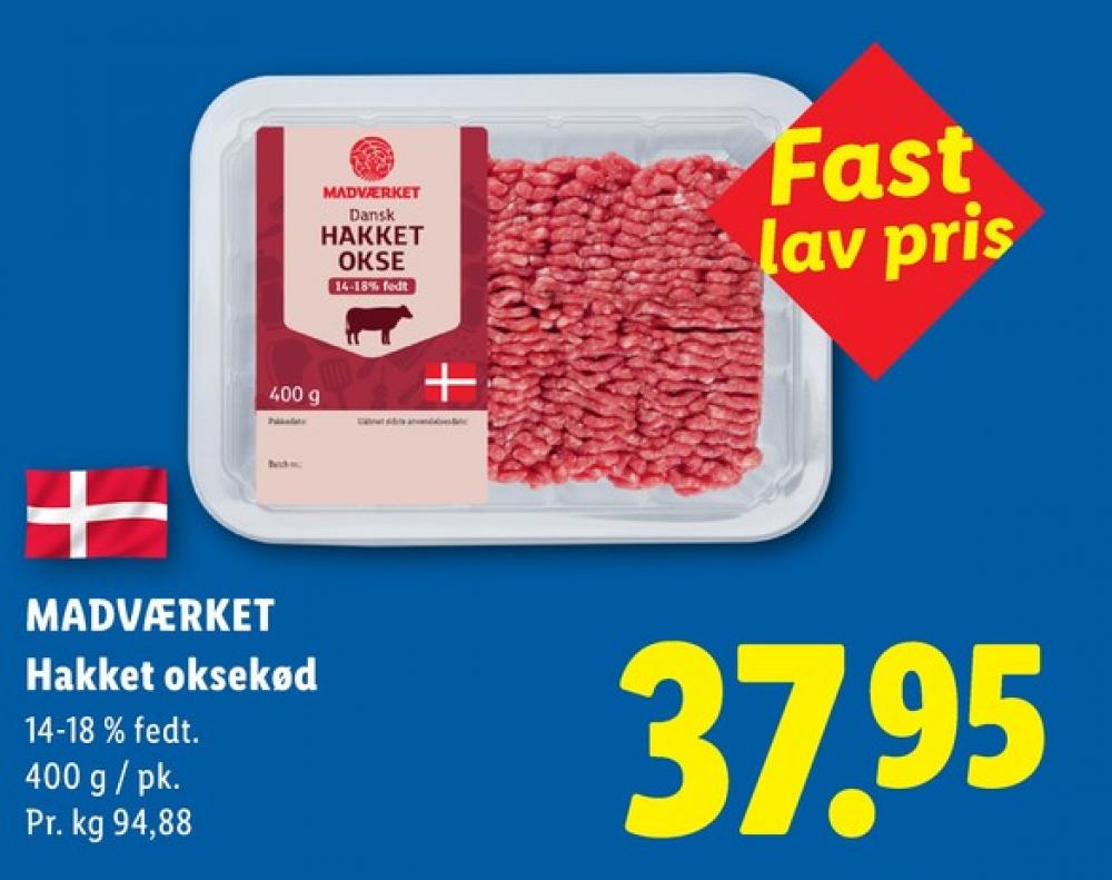 Madværket, Hakket oksekød 14-18%
