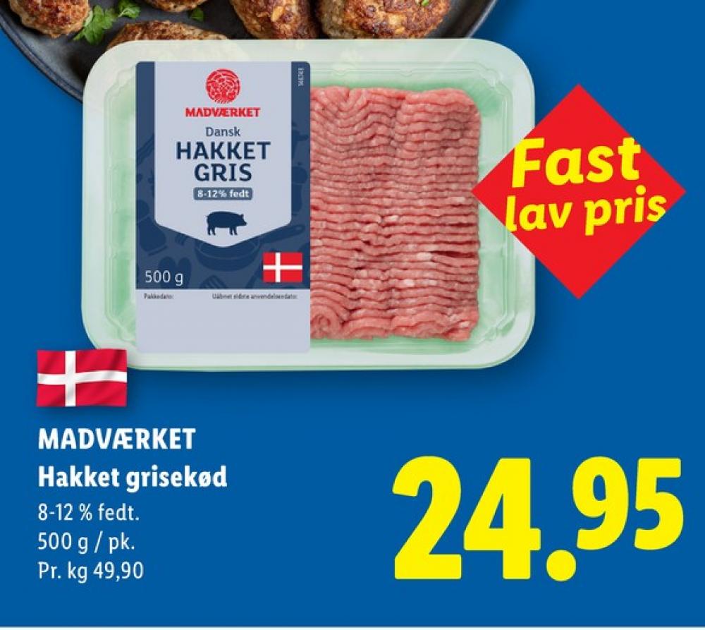 Madværket, Hakket grisekød 8-12%