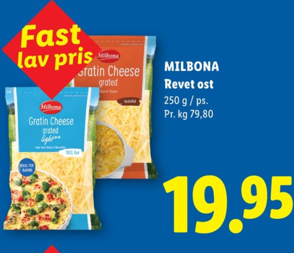 Milbona, Revet ost Gratin Cheese