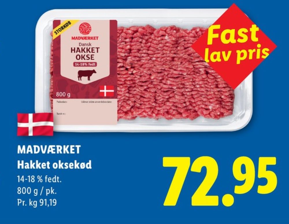 Madværket, Hakket oksekød 14-18%