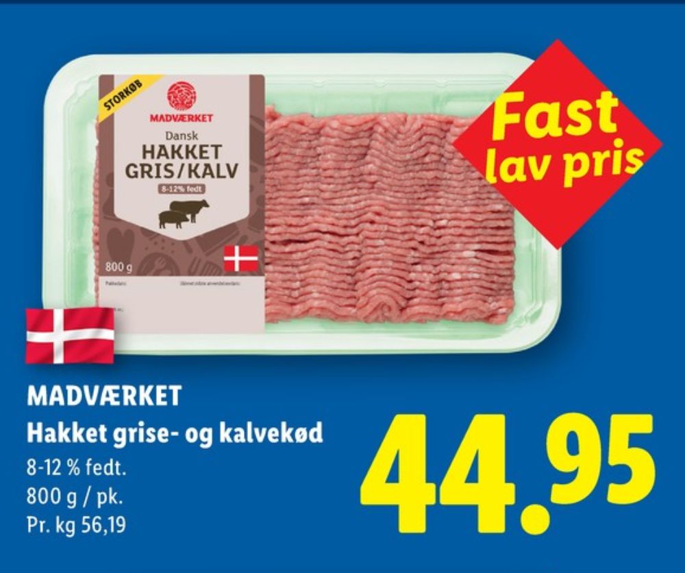 Madværket, Hakket kalv og grisekød 8-12%