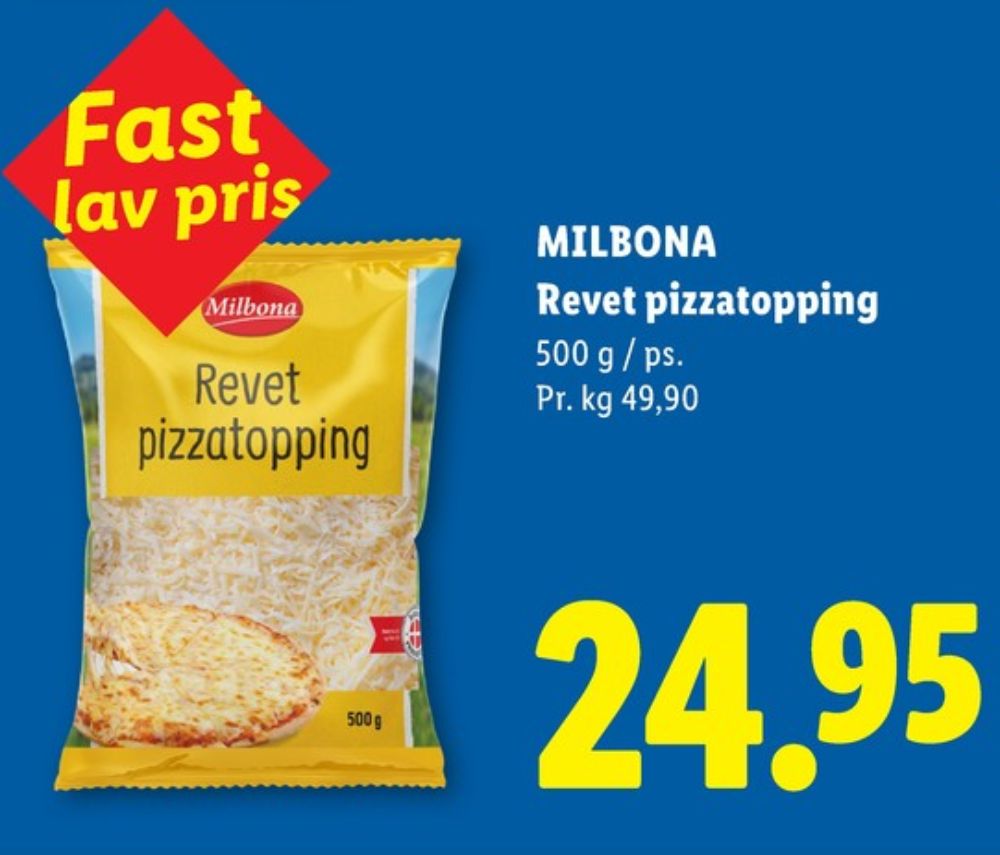 Milbona, Revet ost Pizzatopping