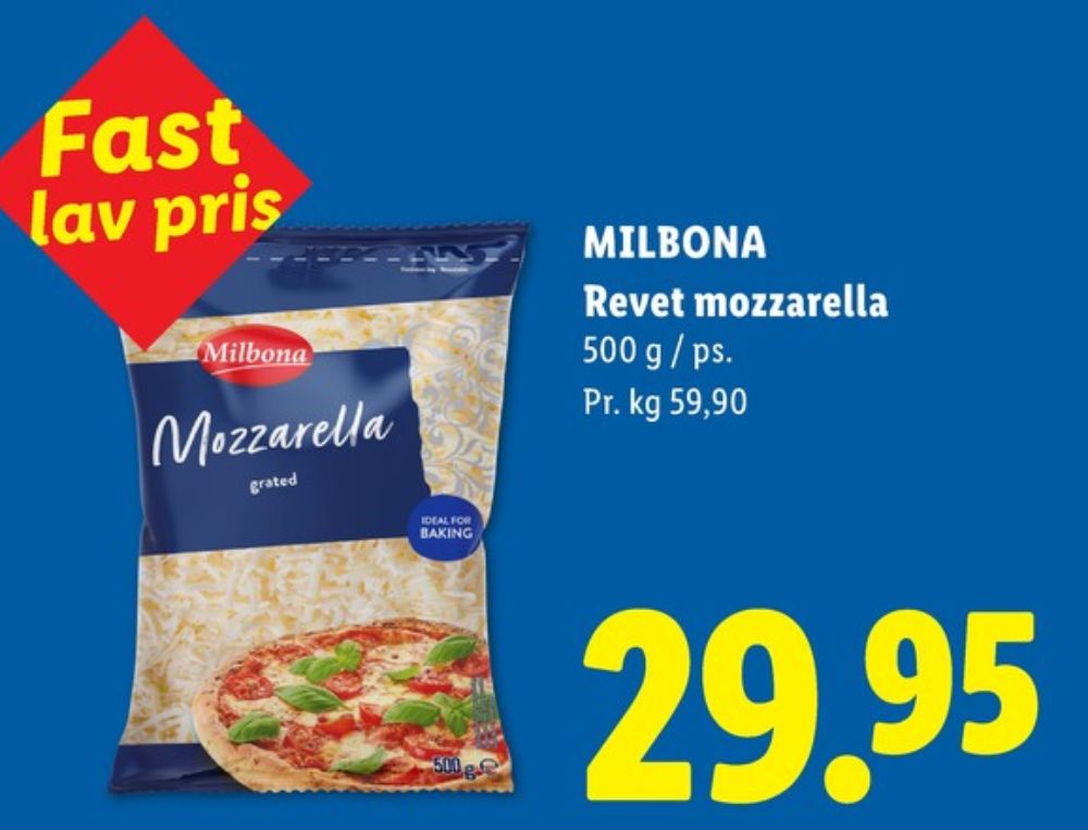 Milbona, Revet ost Mozzarella Grated