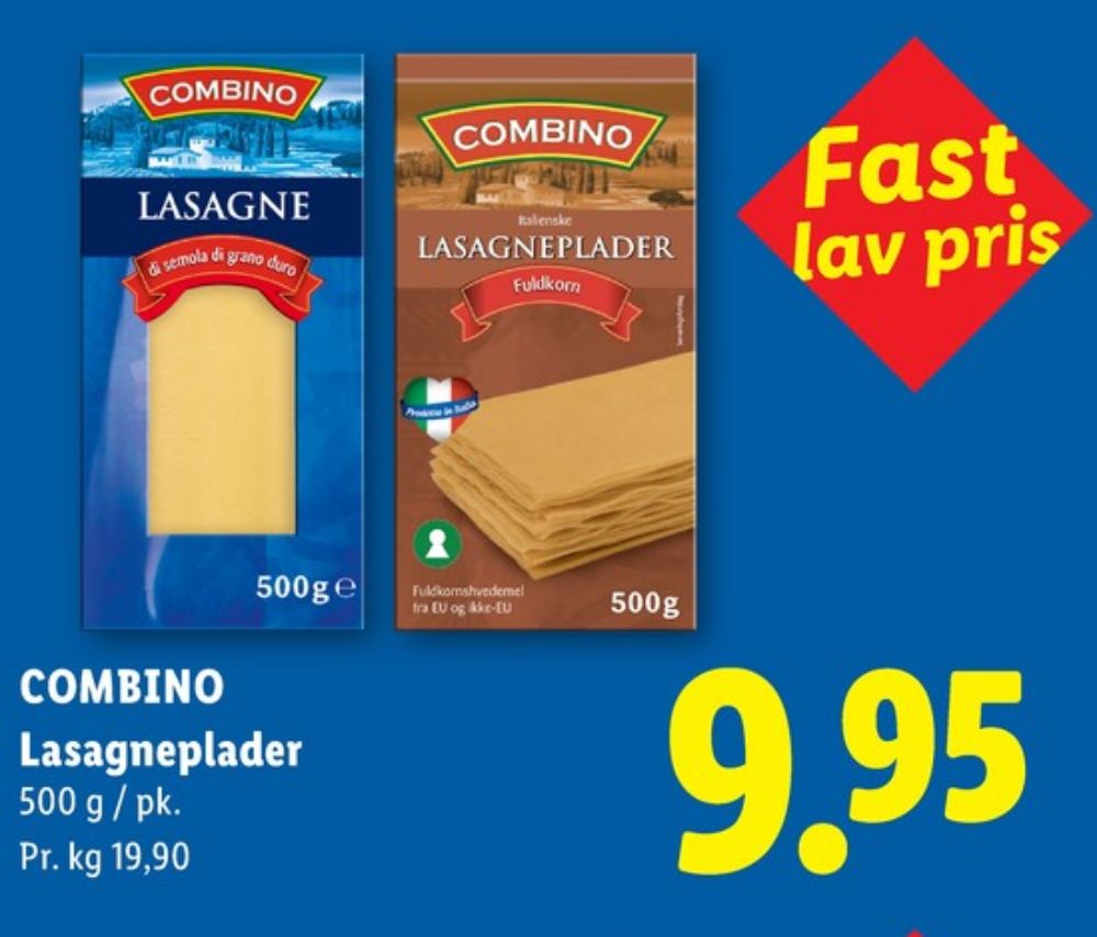 Combino, Lasagneplader