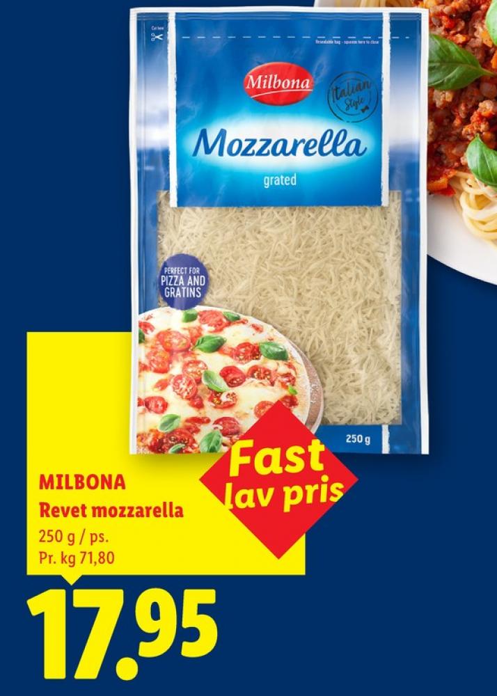 Milbona, Revet ost Mozzarella Grated