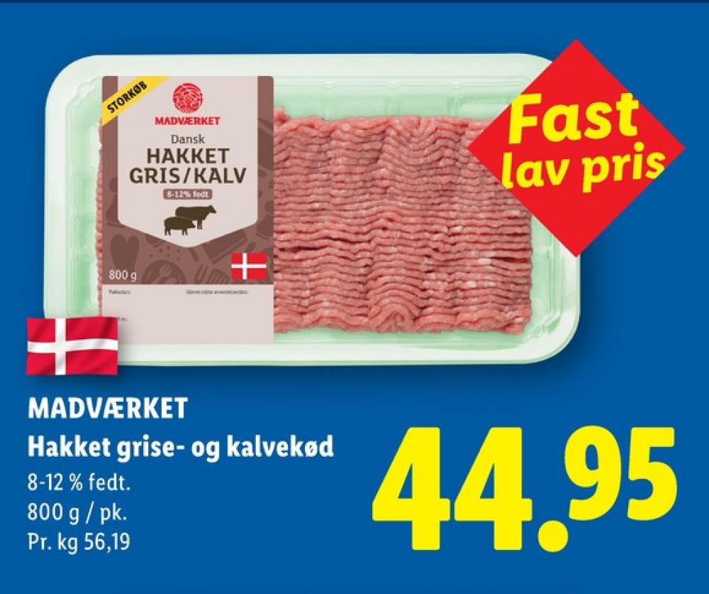 Madværket, Hakket kalv og grisekød 8-12%