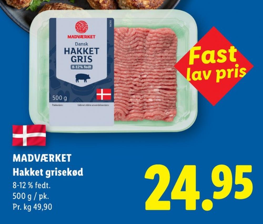 Madværket, Hakket grisekød 8-12%