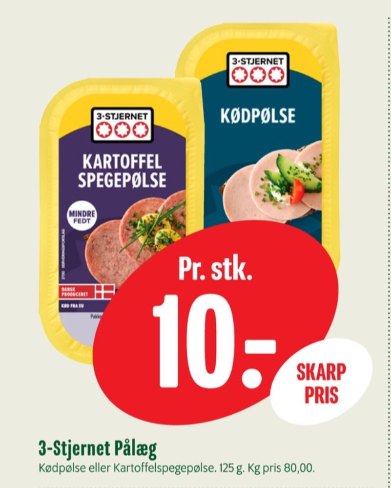 3-stjernet Gul bordpak, Kartoffelspegepølse
