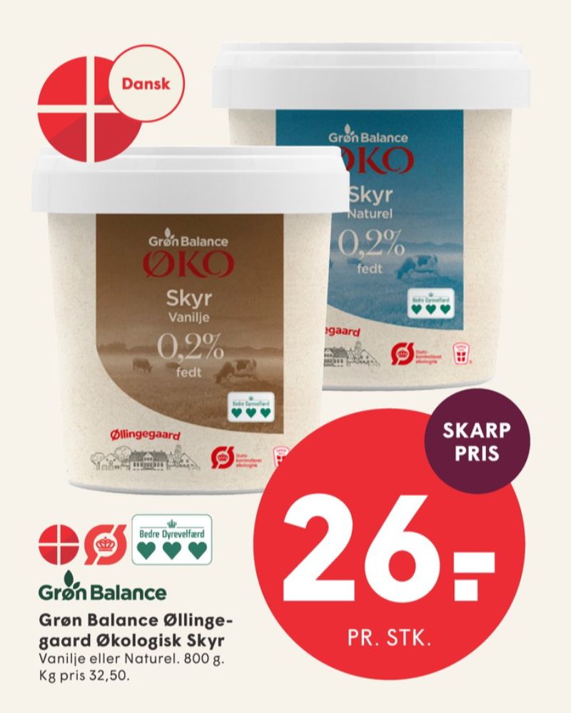 Grøn Balance Øllingegaard, Vanilje Skyr 0,2%