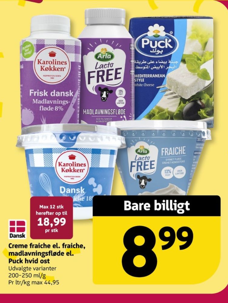 Arla Lacto FREE, Madlavningsfløde