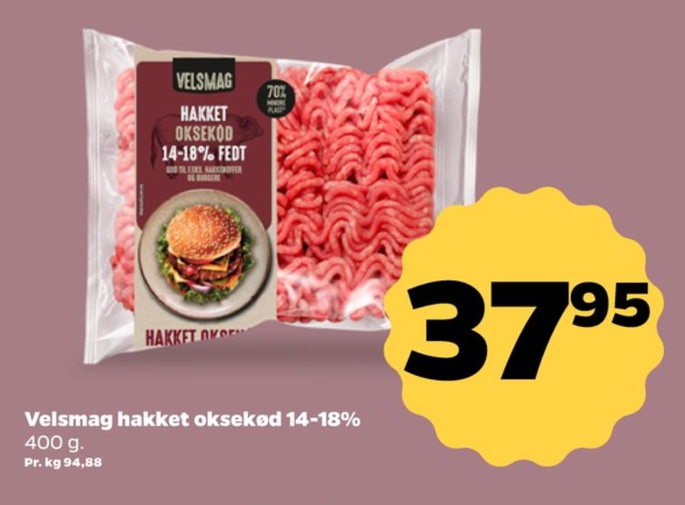 Velsmag, Hakket oksekød 14-18%