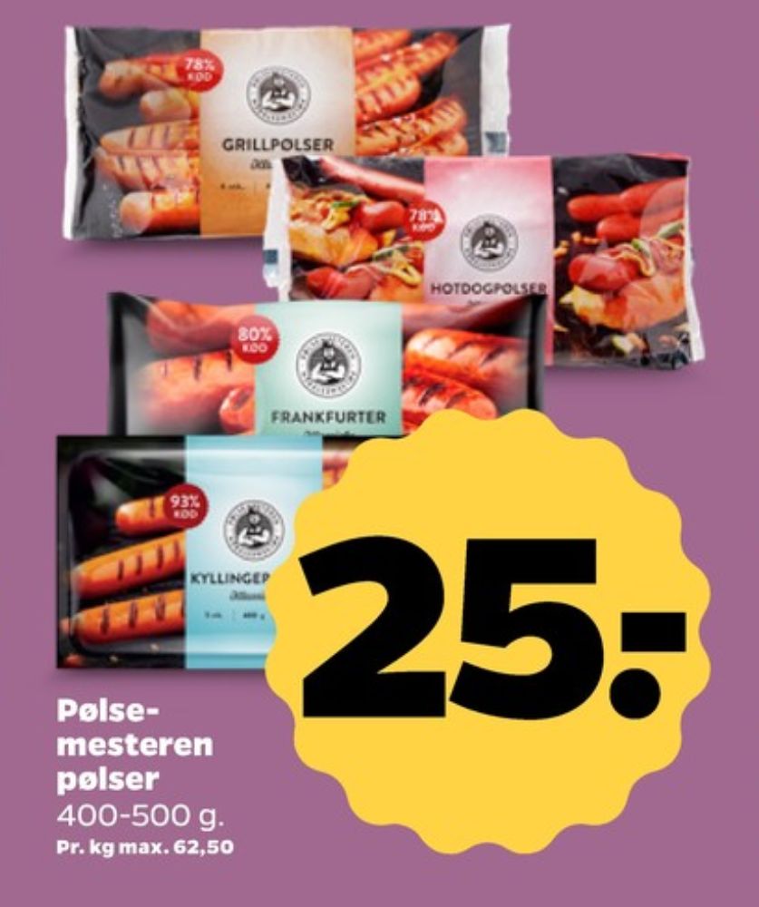 Pølsemesteren, Hotdogpølser