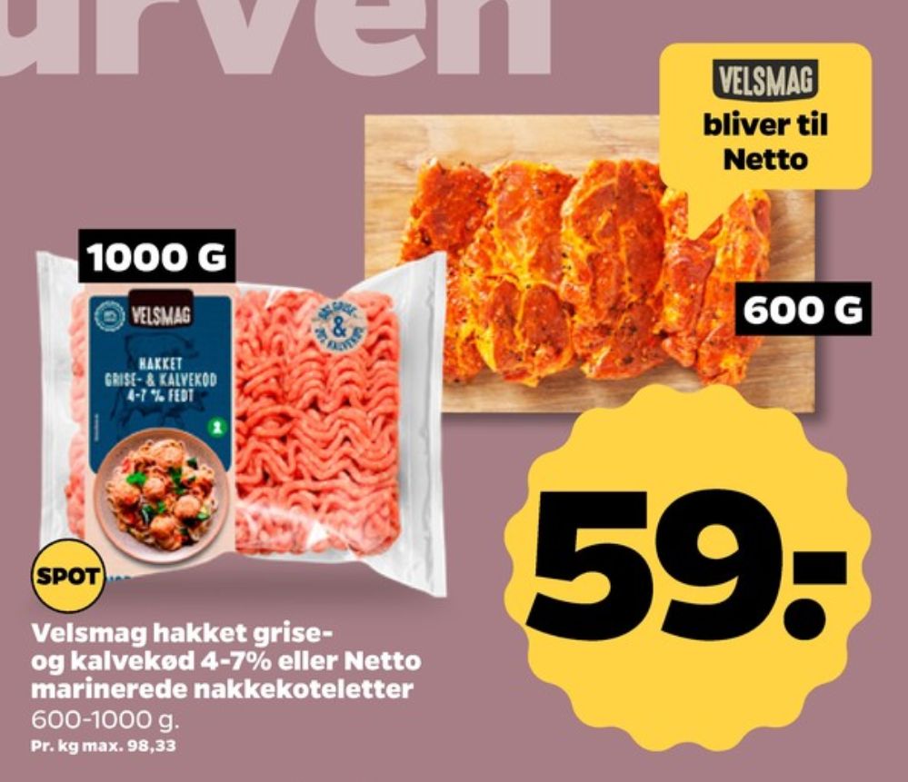 Velsmag, Hakket kalv og grisekød 4-7%