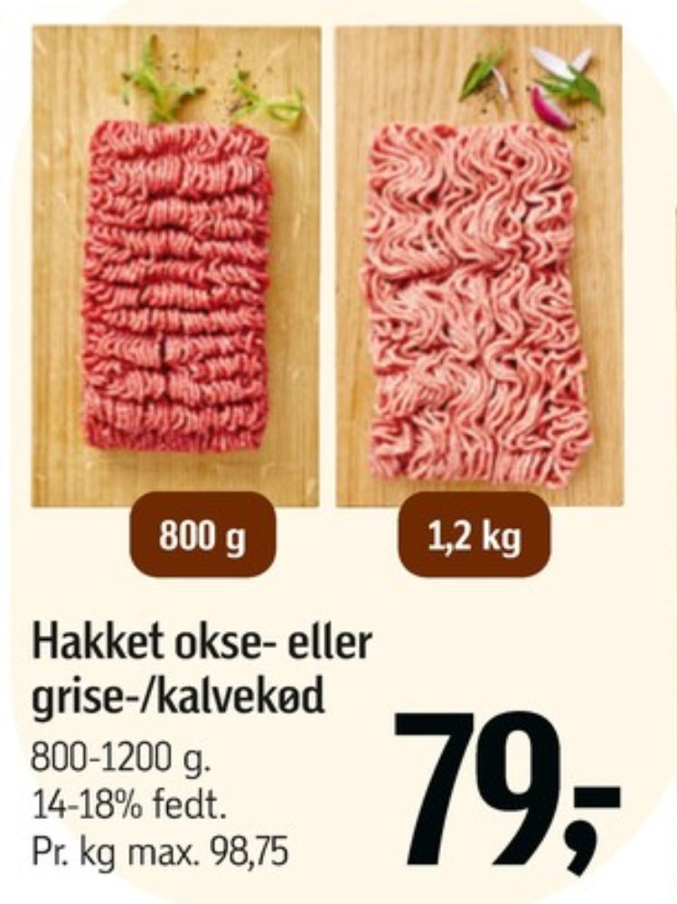 Hakket grise og oksekød 14-18%