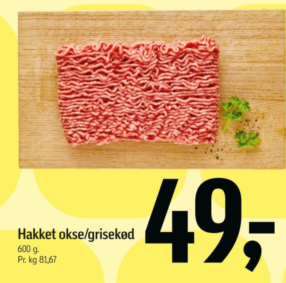 Hakket grise og oksekød