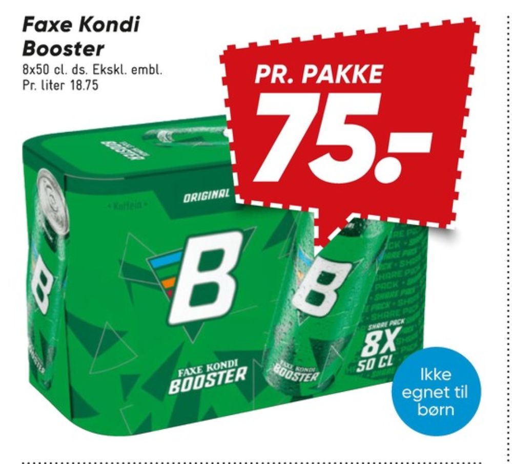 Faxe Kondi Booster Original, Energidrik 8 pk.
