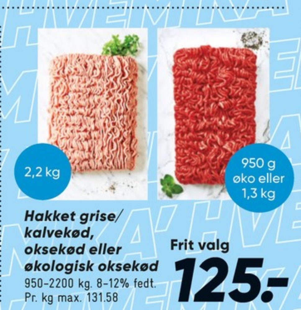 Hakket oksekød 8-12%