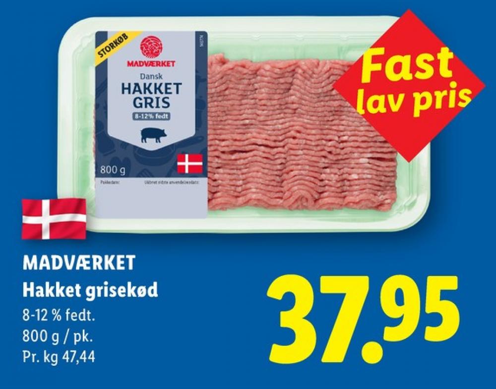 Madværket, Hakket grisekød 8-12%