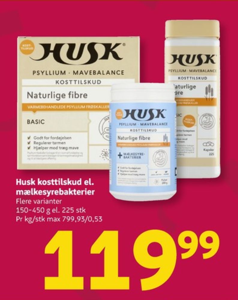 Husk, Kosttilskud