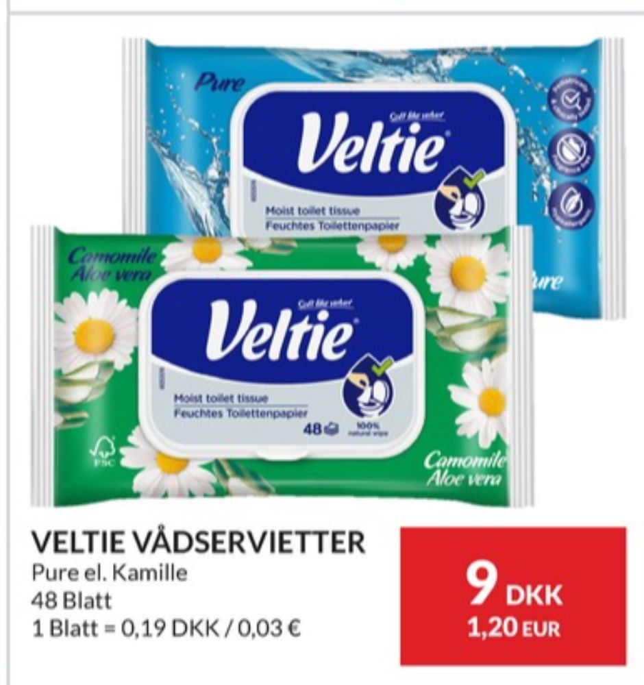 Veltie, Fugtigt toiletpapir