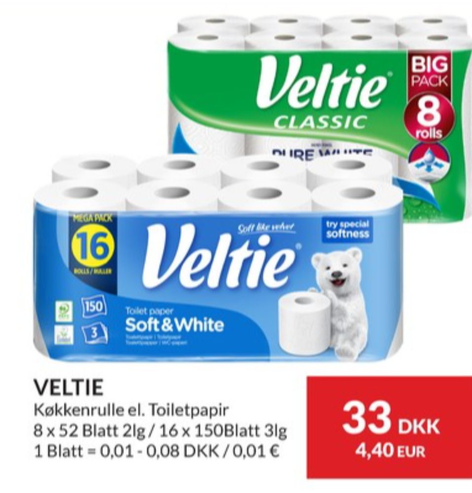 Veltie, Toiletpapir