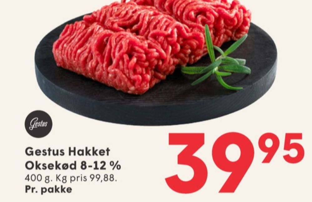 Gestus, Hakket oksekød 8-12%