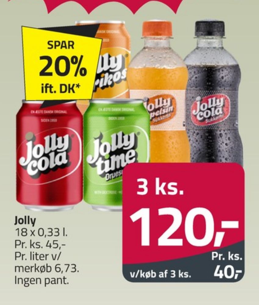 Jolly Cola Sukkerfri, Cola 18 pk.