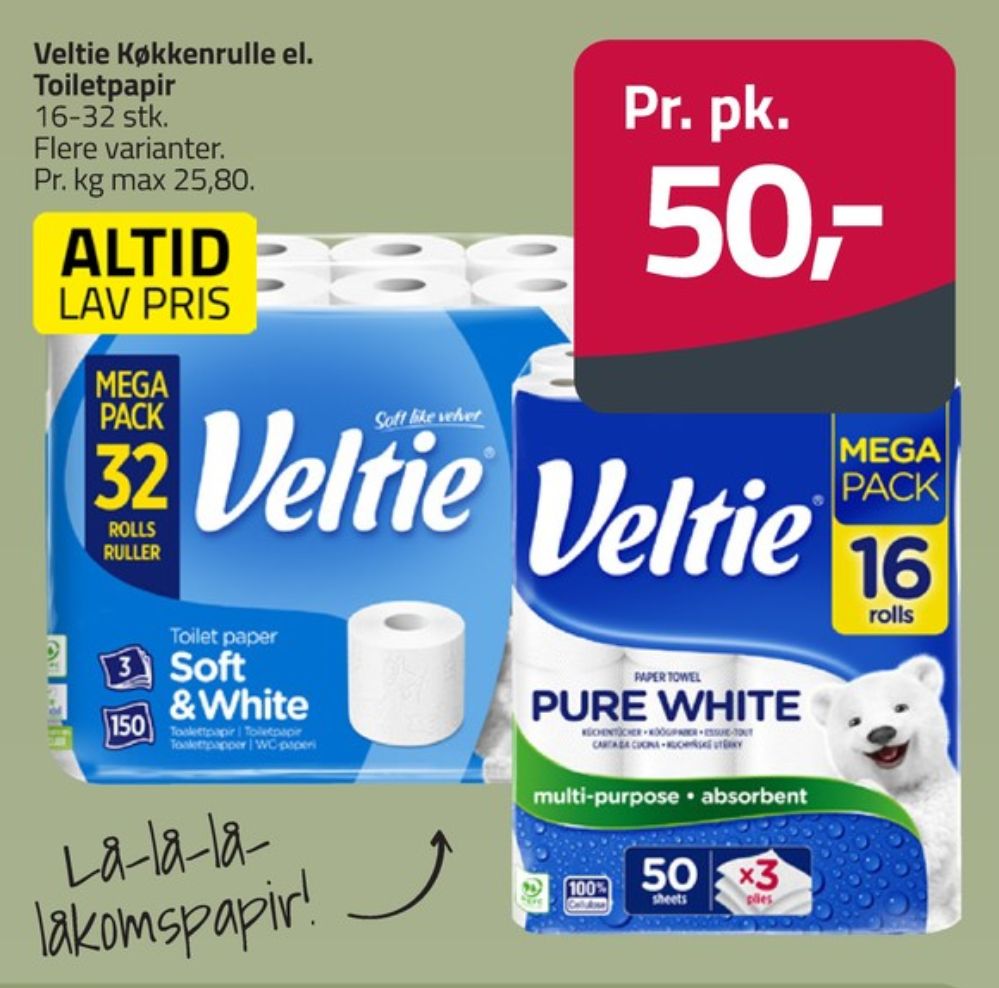 Veltie, Toiletpapir