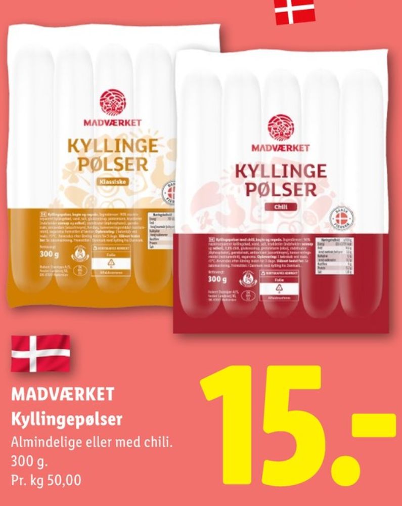 Madværket, Kyllingepølser Chili