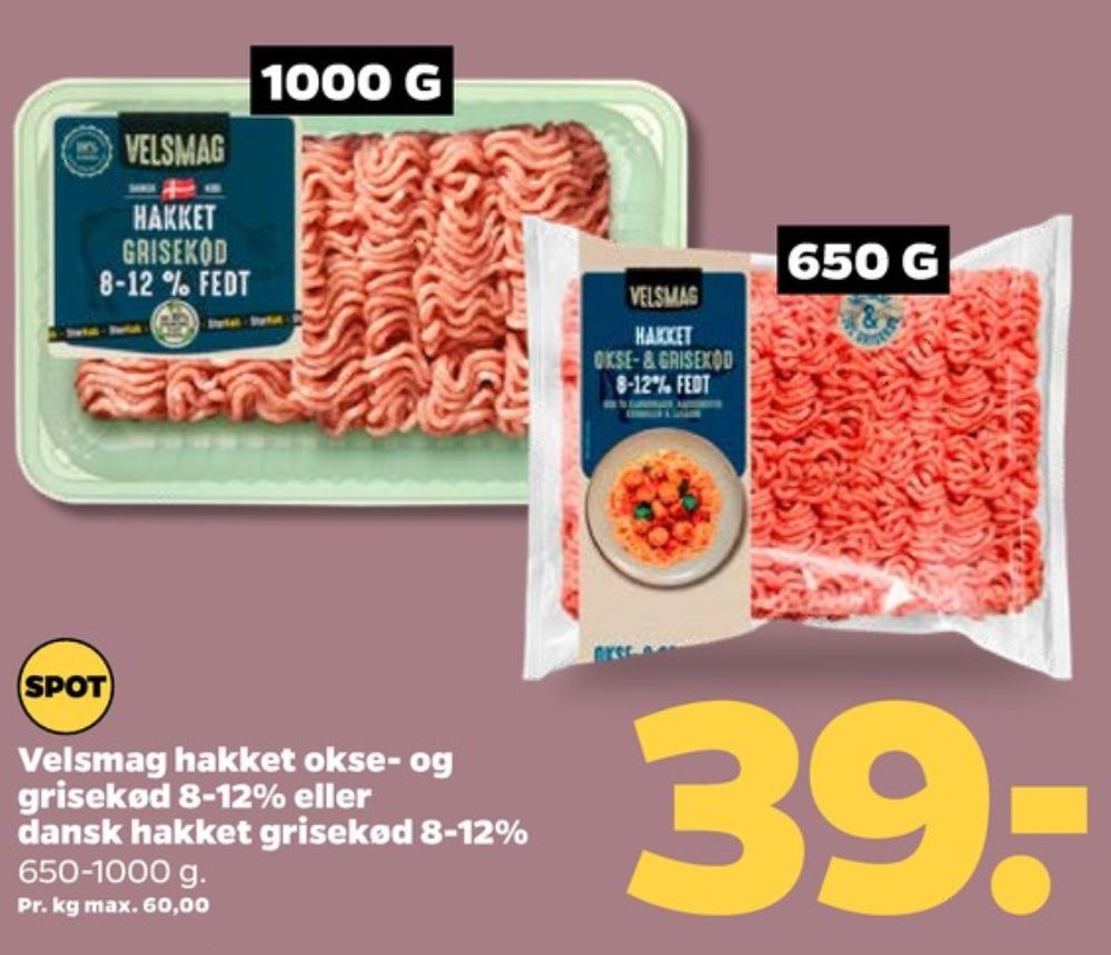 Velsmag, Hakket Okse & Grisekød 8-12%