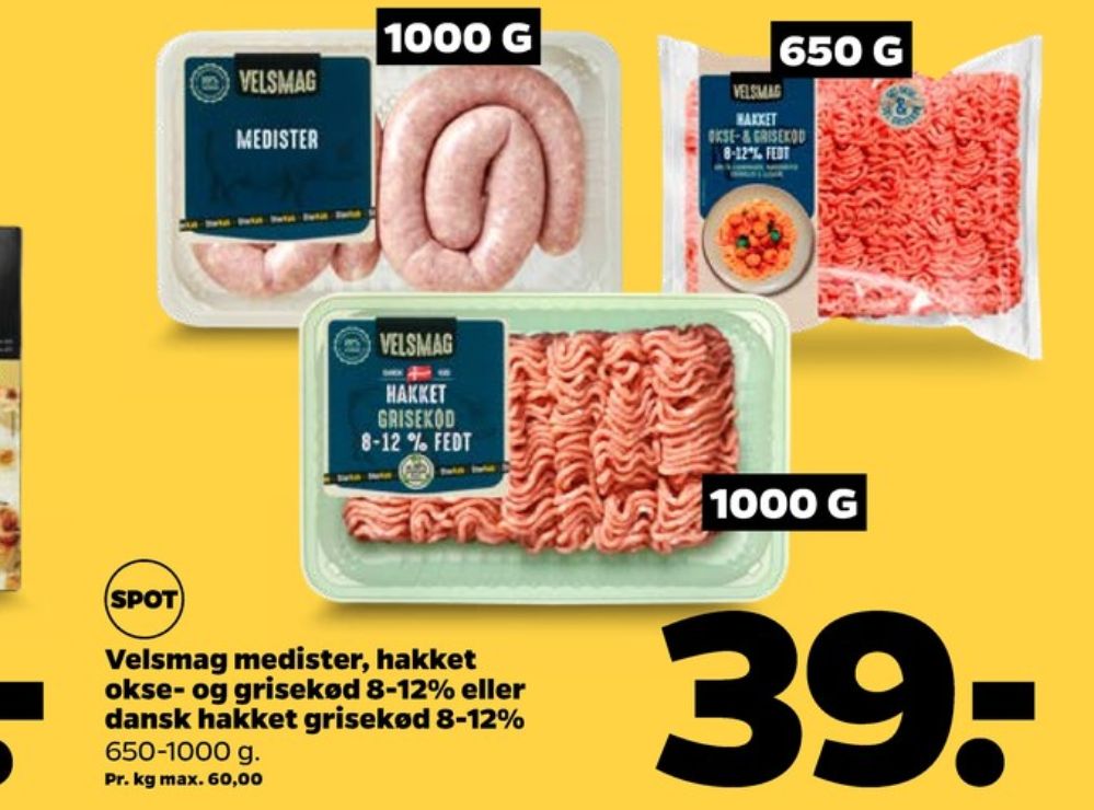 Velsmag, Hakket Okse & Grisekød 8-12%