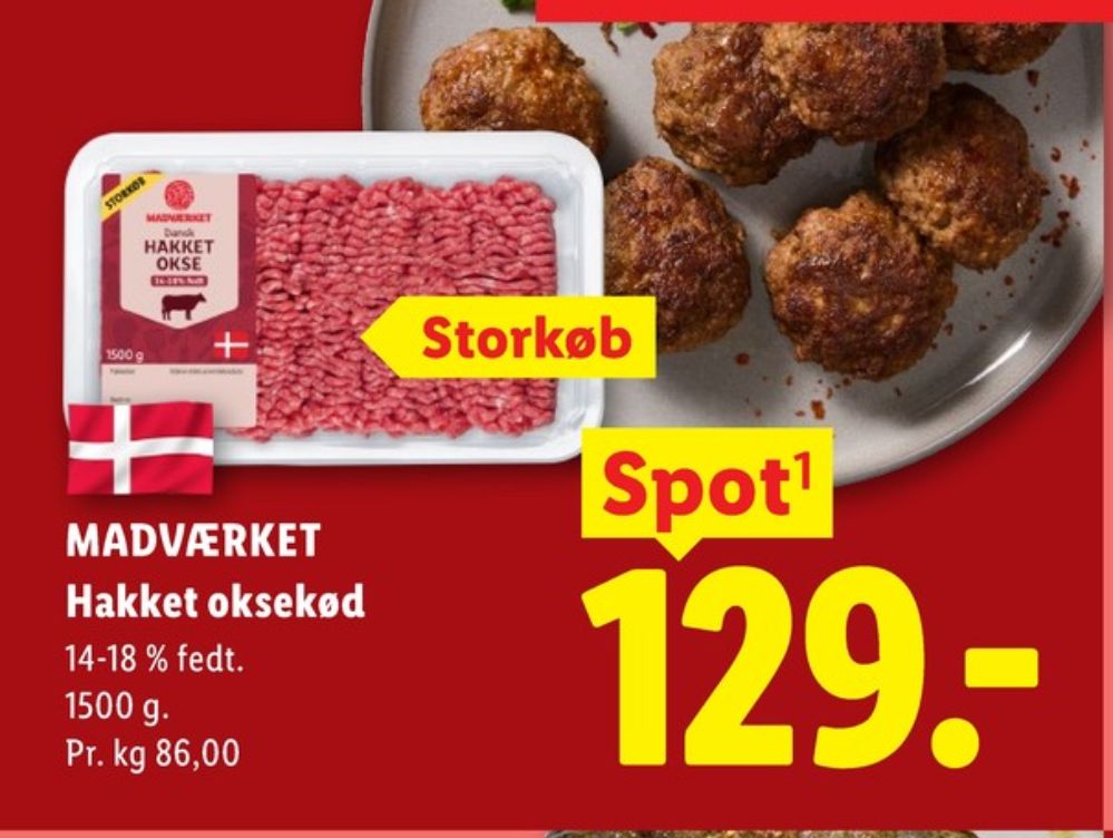 Madværket, Hakket oksekød 14-18%