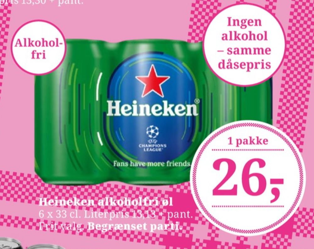 Heineken 0,0, Øl - Alkoholfri 6 pk.