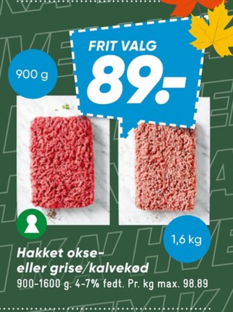 Hakket kalv og grisekød 4-7%