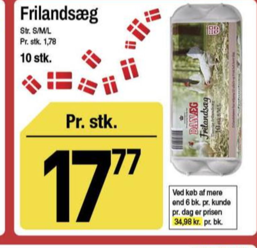 Danæg, Frilandsæg S/M/L