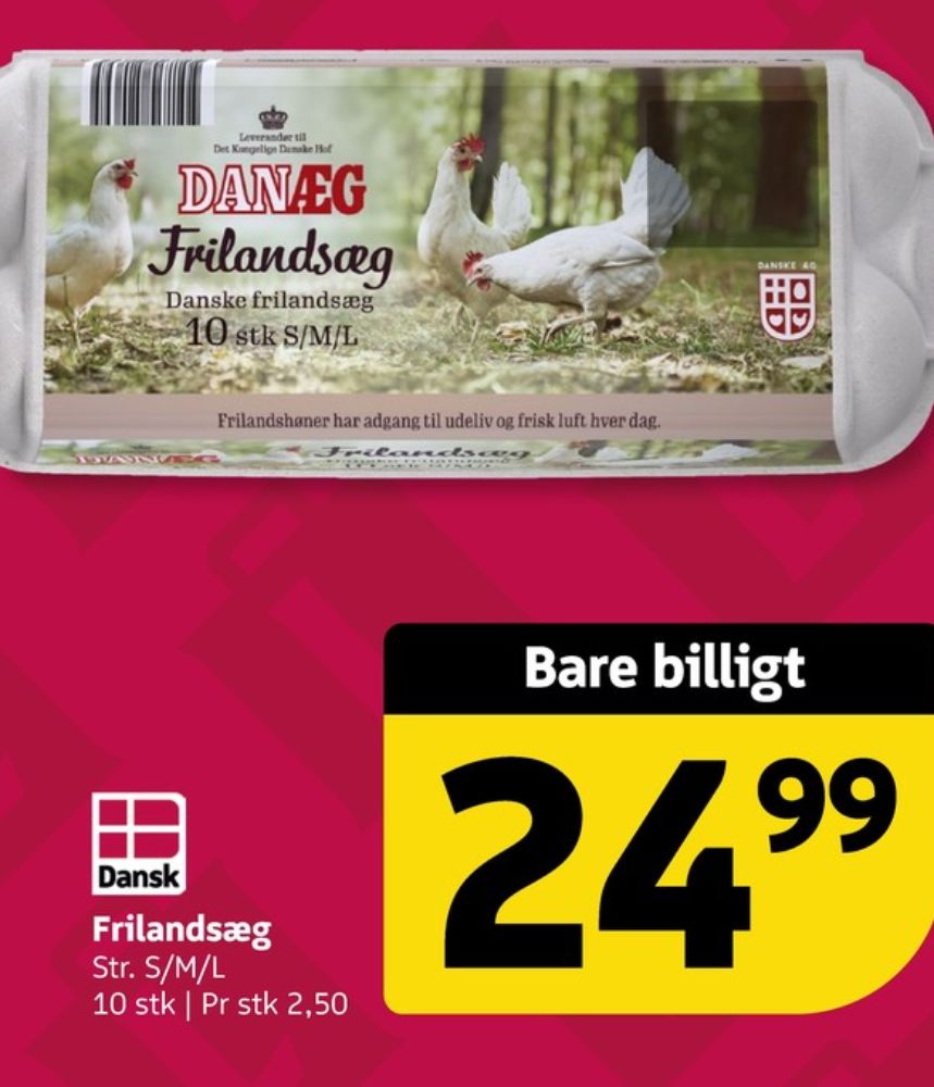 Danæg, Frilandsæg S/M/L