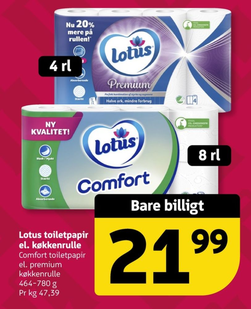 Lotus Comfort, Toiletpapir