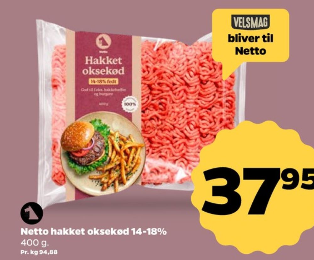 Velsmag, Hakket oksekød 14-18%