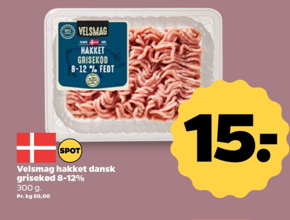 Velsmag, Hakket grisekød 8-12%