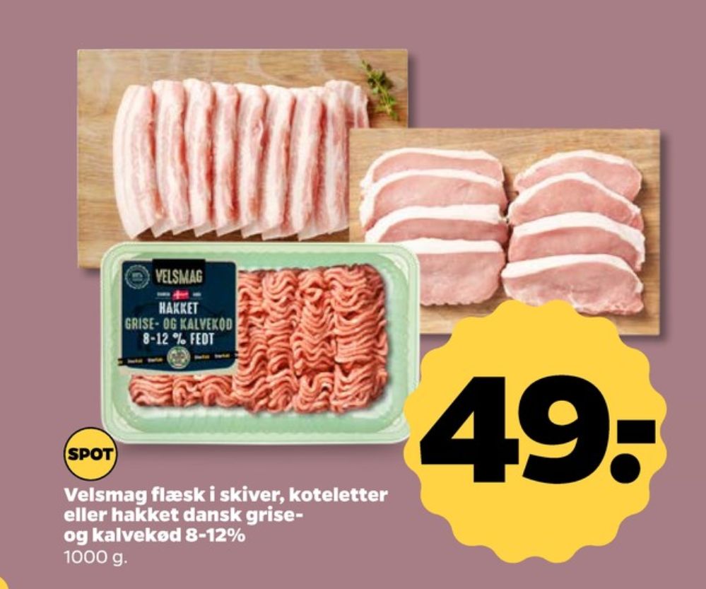 Velsmag, Hakket kalv og grisekød 8-12%