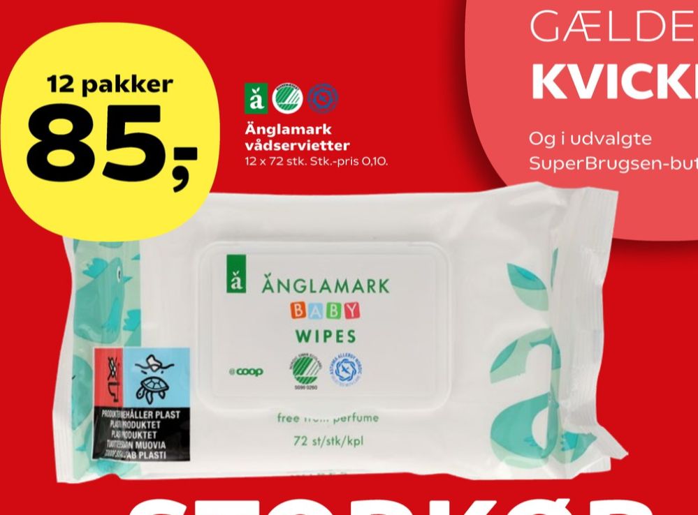 Änglamark, Vådservietter