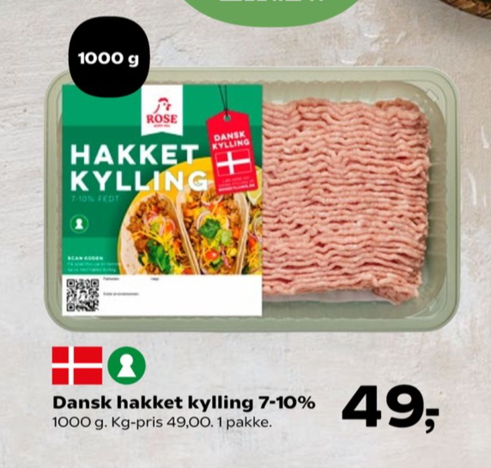 Rose, Hakket kylling 7-10%