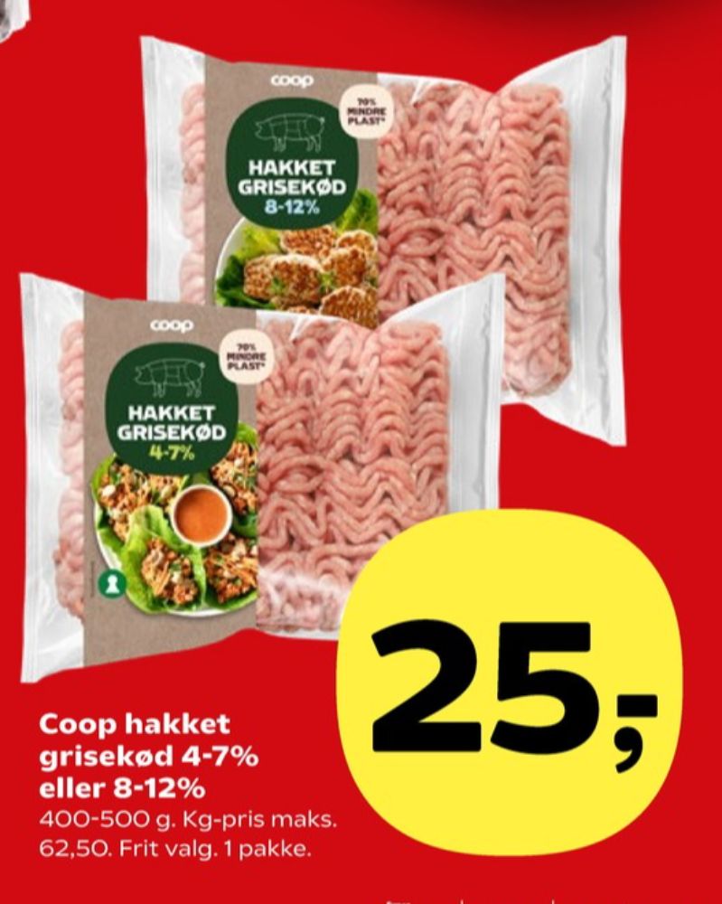 Coop, Hakket grisekød 8-12%