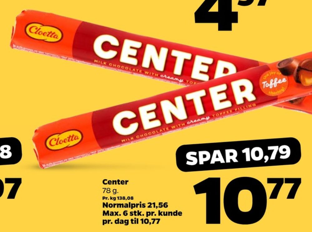 Cloetta Center, Chokoladeruller Toffee