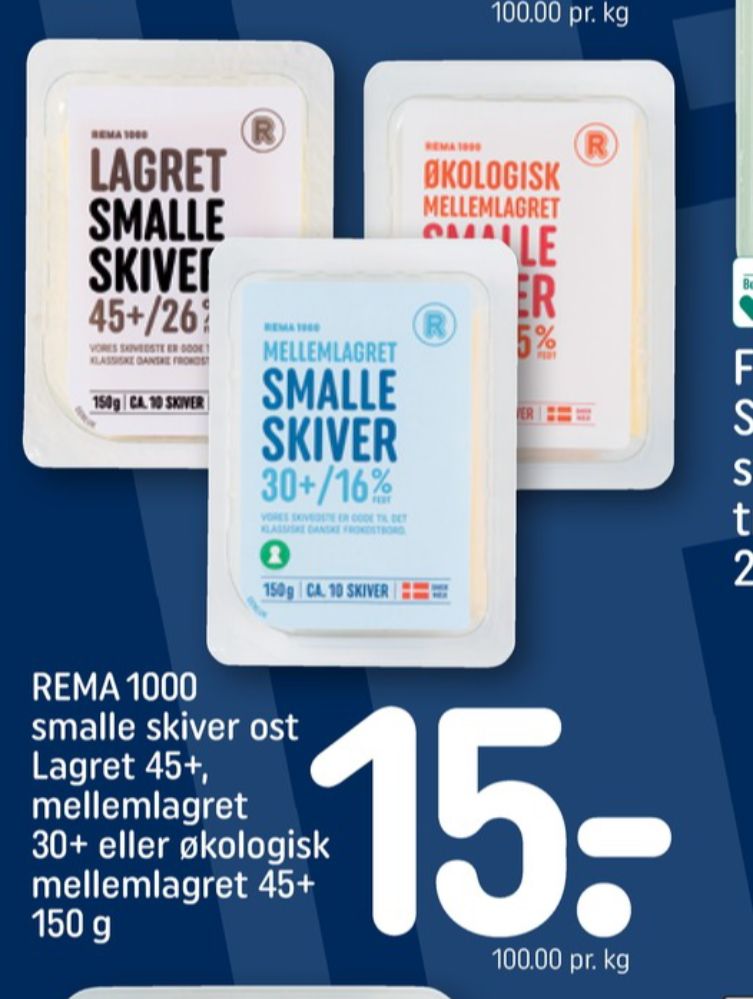Rema 1000, Skiveost Mellemlagret Smalle Skiver 45+