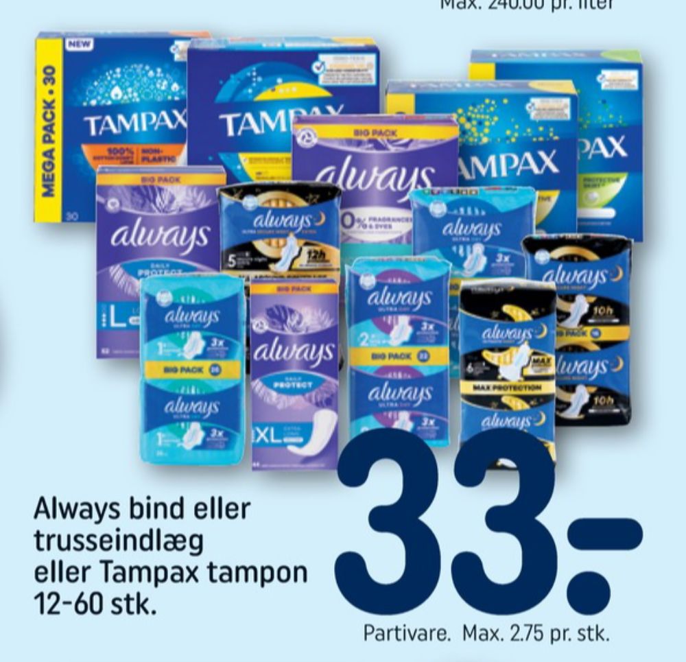 Tampax, Tamponer
