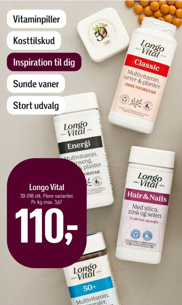 Longo Vital, Vitaminer